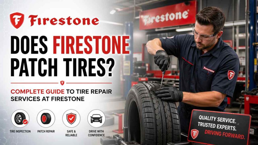 Does Firestone Patch Tires? Complete Guide to Tire Repair Services at Firestone Firestone technician patching a tire in service garage